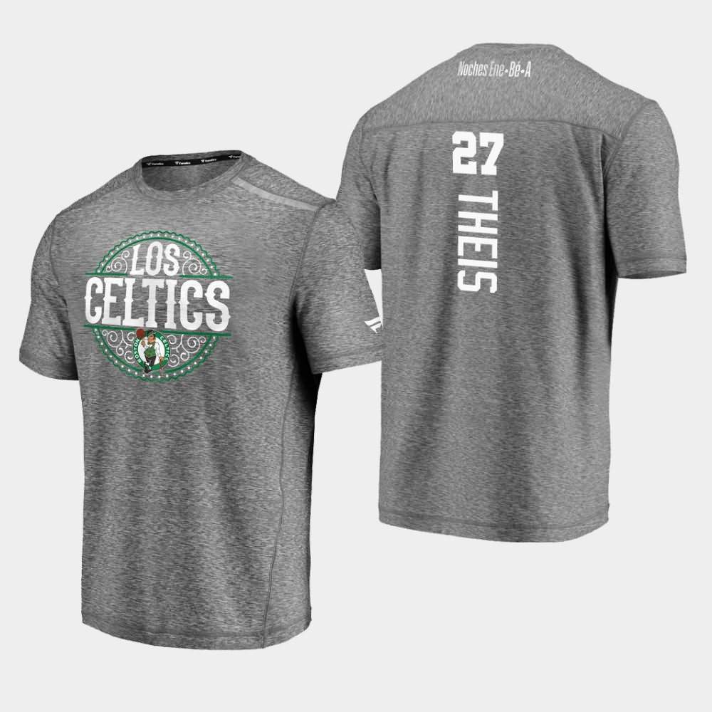Men's Boston Celtics #27 Daniel Theis Heather Gray 2020 Latin Night Clutch Shooting Noches Ene-Be-A T-Shirt IML01E8C