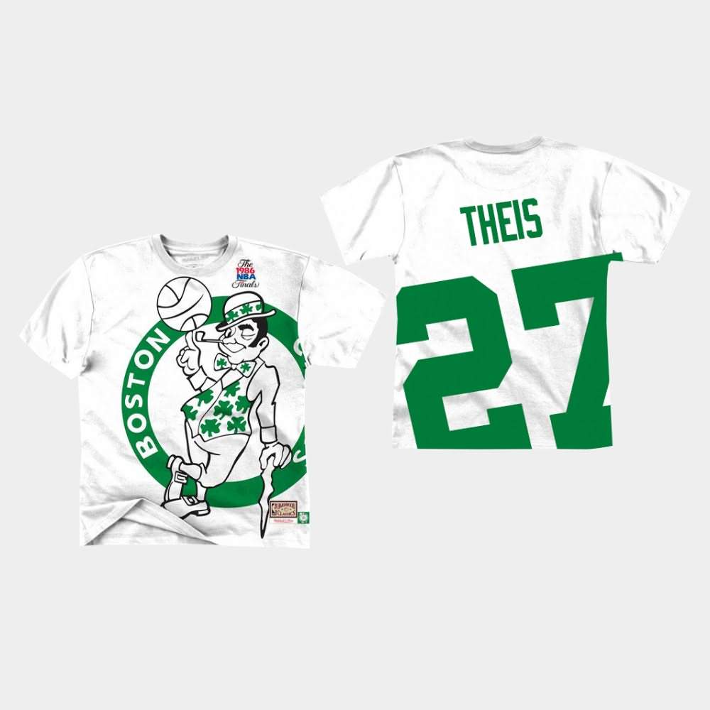 Men's Boston Celtics #27 Daniel Theis White Mitchell & Ness Big Face T-Shirt WTU83E0Y