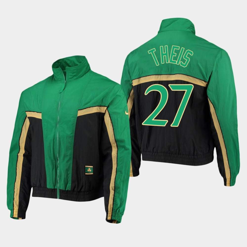 Men's Boston Celtics #27 Daniel Theis Black Kelly Green 2.0 Courtside Full-Zip City Jacket PBB38E3T