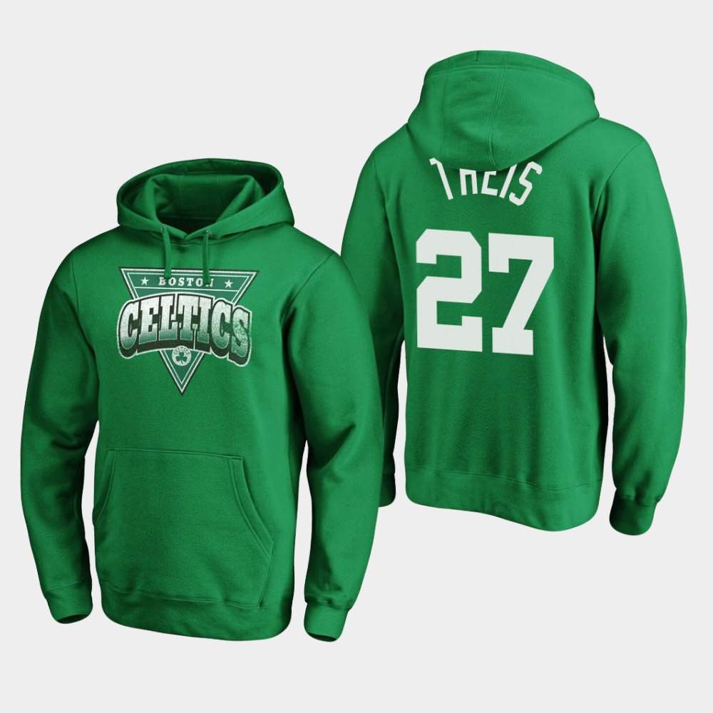 Men's Boston Celtics #27 Daniel Theis Green Retro Triangle Graphic True Classics Hoodie PRP46E5A