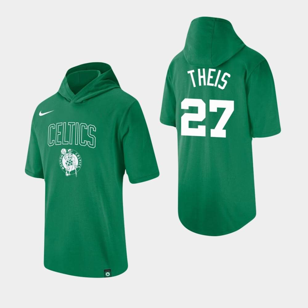 Men's Boston Celtics #27 Daniel Theis Kelly Green Hooded Wordmark Logo T-Shirt GNN42E6H