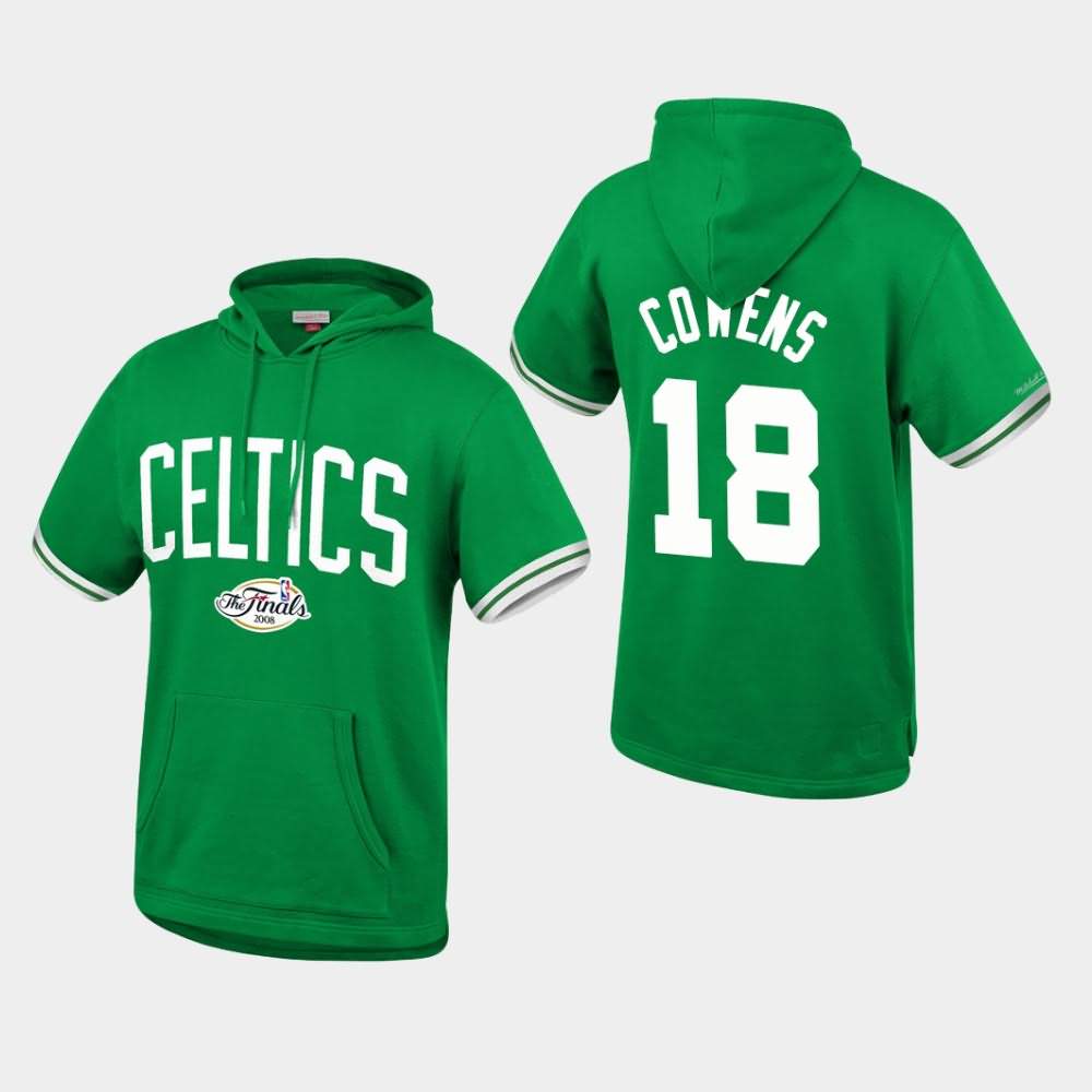 Men's Boston Celtics #18 David Cowens Kelly Green Throwback French Terry Pullover Hardwood Classics Hoodie MLS40E7I
