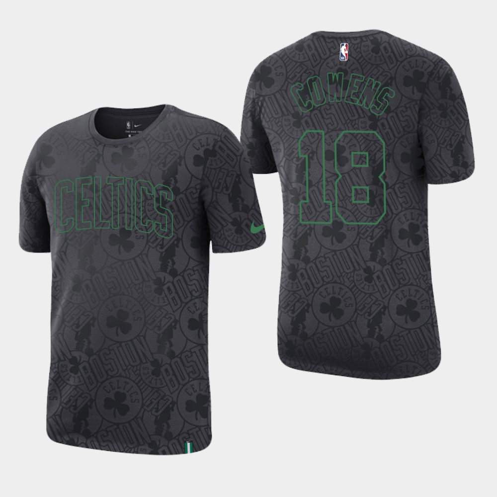 Men's Boston Celtics #18 David Cowens Anthracite All Over Print Team Logo T-Shirt VIC71E2C