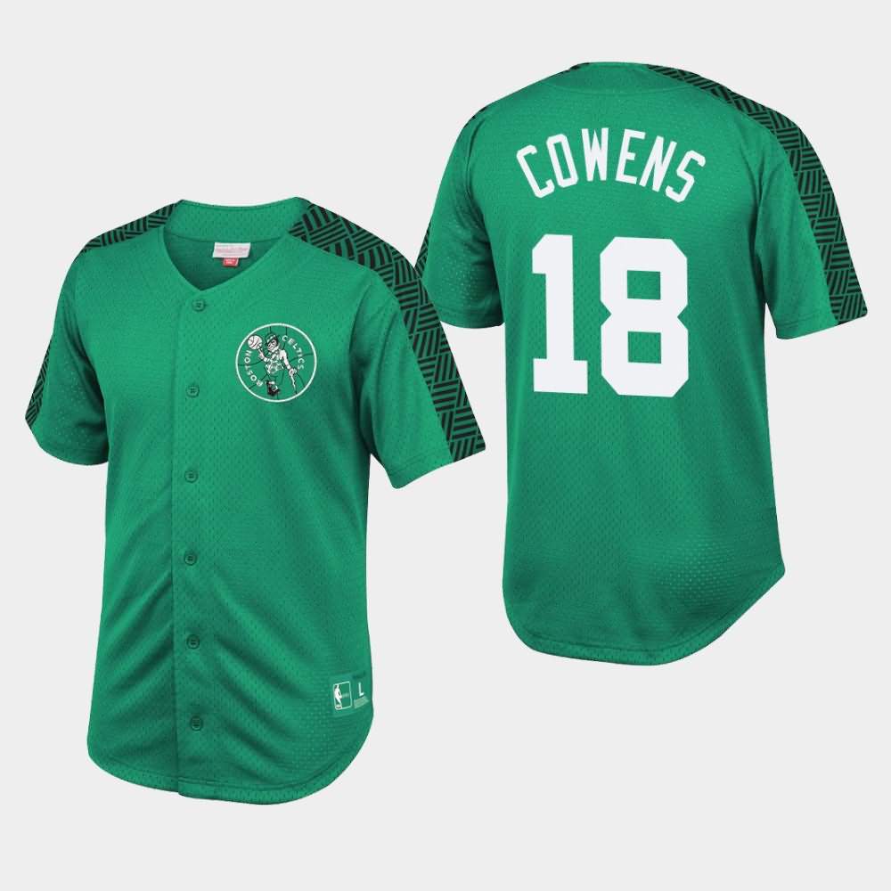 Men's Boston Celtics #18 David Cowens Kelly Green Mesh Button Front Winning T-Shirt JIE13E4N