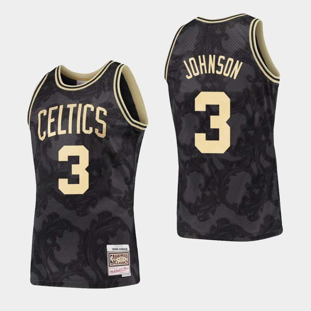 Men's Boston Celtics #18 Dennis Johnson Black Mitchell & Ness Toile Hardwood Classics Jersey OSR48E3Y