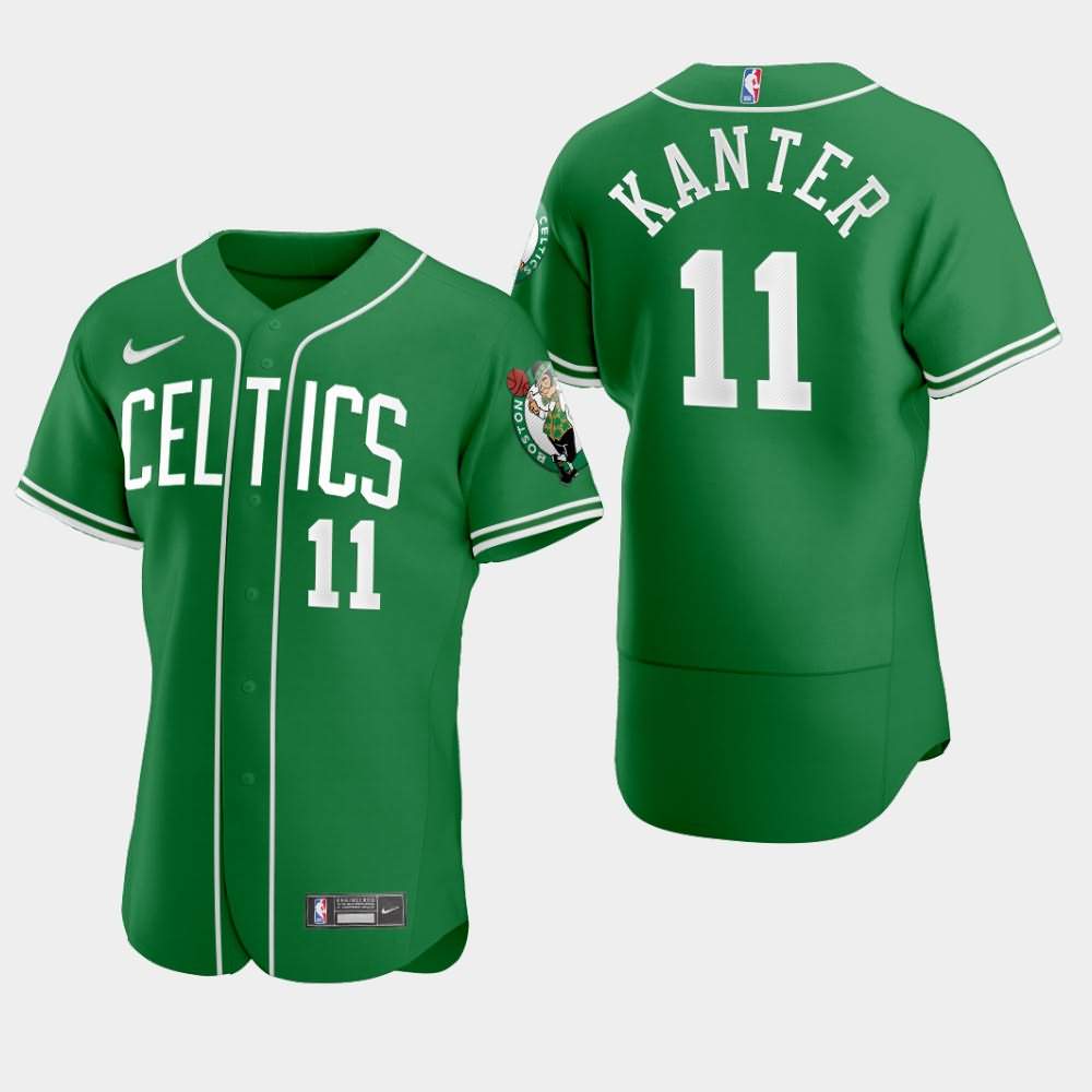 Men's Boston Celtics #11 Enes Kanter Green 2020 MLB Crossover Jersey ALI54E8N