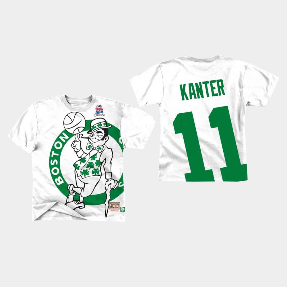 Men's Boston Celtics #11 Enes Kanter White Mitchell & Ness Big Face T-Shirt CDJ85E8G