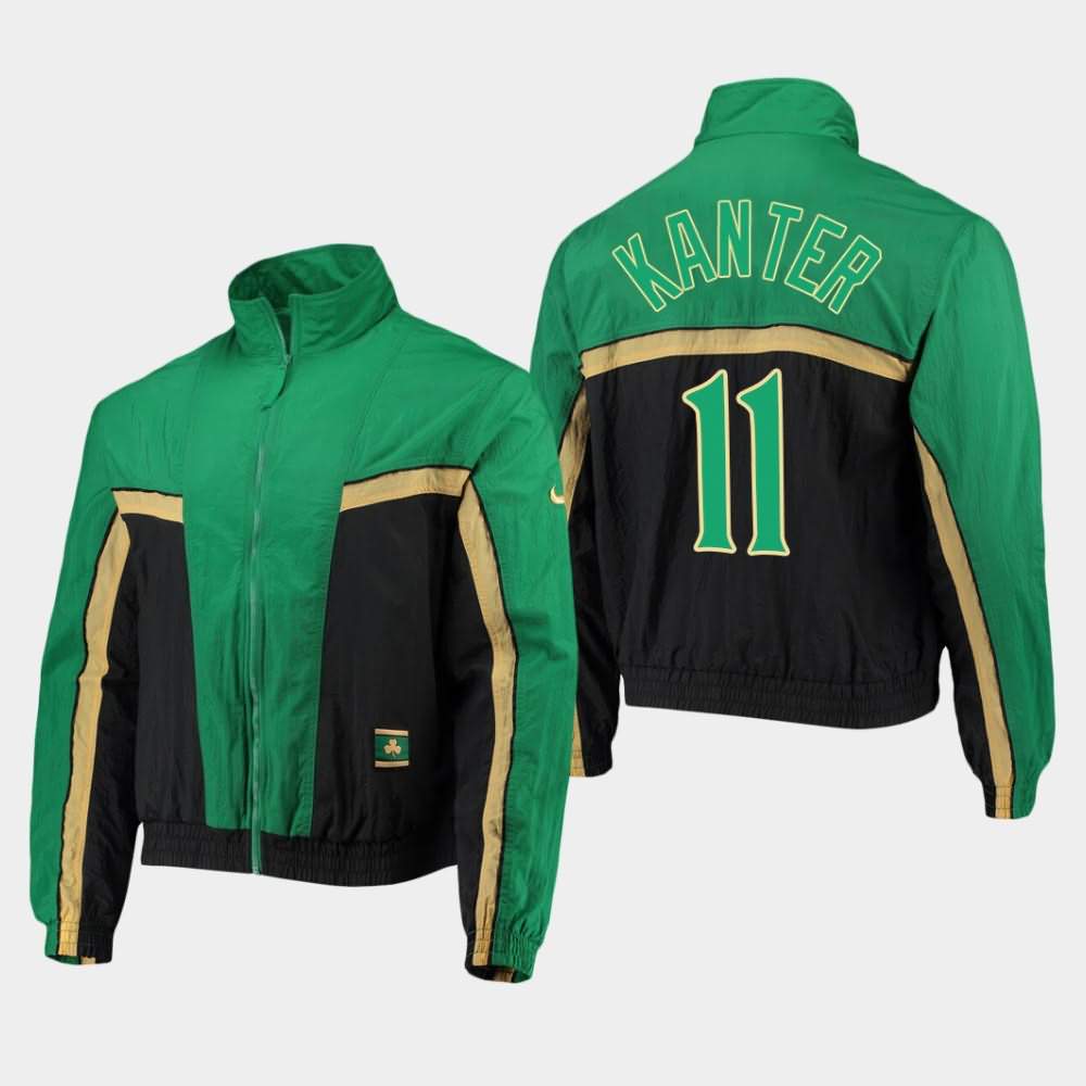 Men's Boston Celtics #11 Enes Kanter Black Kelly Green 2.0 Courtside Full-Zip City Jacket VAZ45E5G