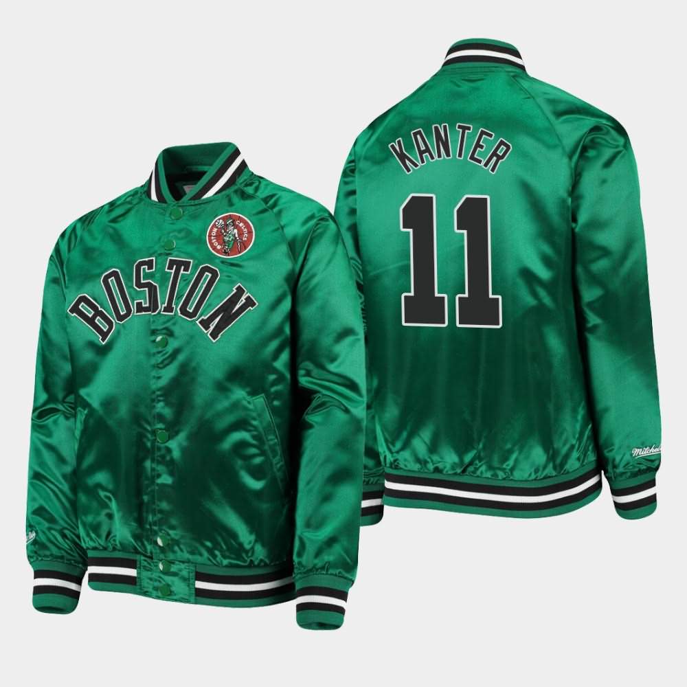 Youth Boston Celtics #11 Enes Kanter Kelly Green Mitchell & Ness Lightweight Satin Raglan Full-Snap Hardwood Classics Jacket CGF14E5L