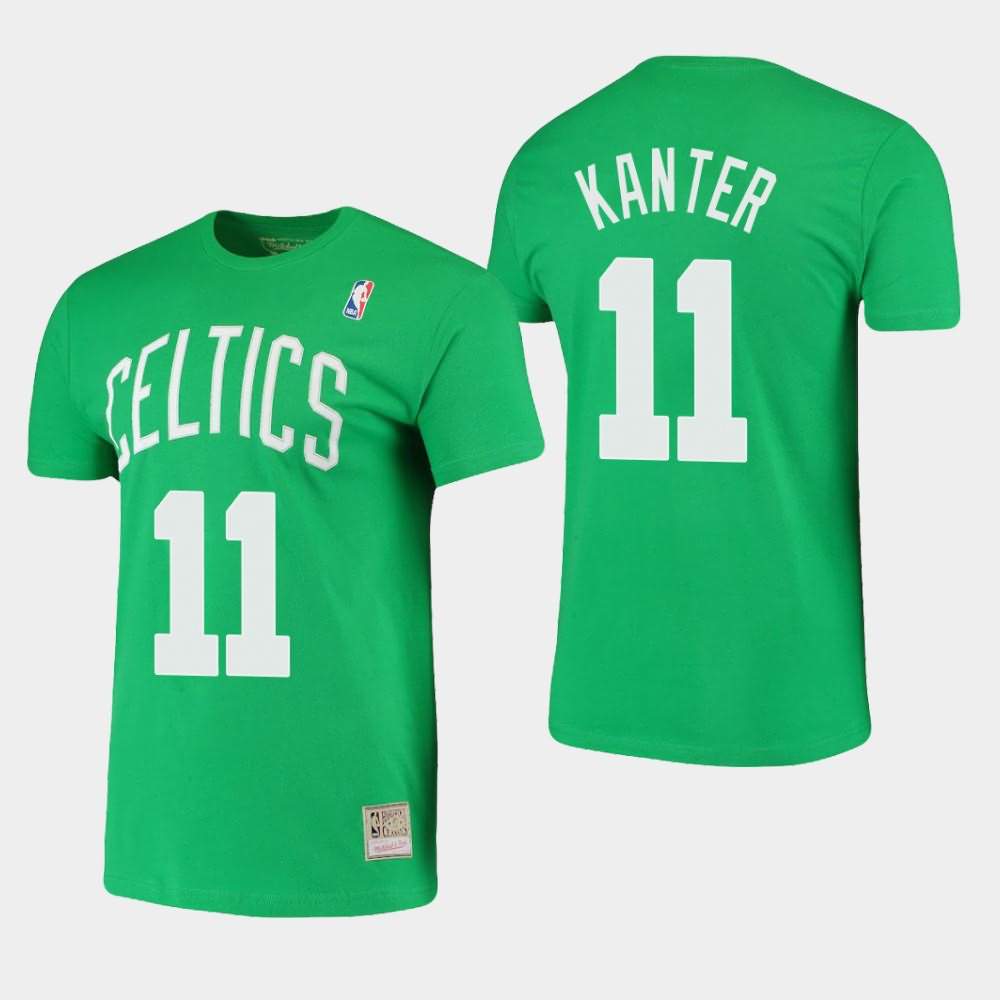 Men's Boston Celtics #11 Enes Kanter Kelly Green Stitch Hardwood Classics T-Shirt KEJ71E1D