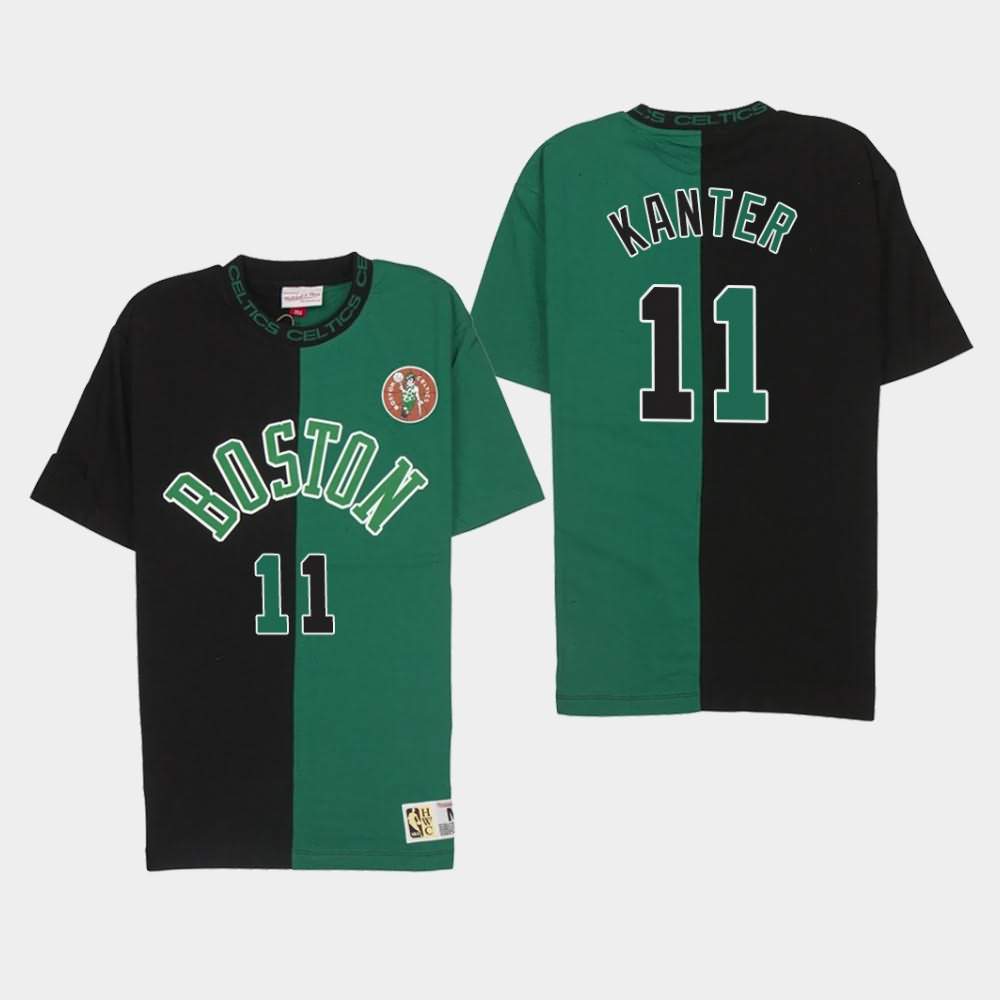 Men's Boston Celtics #11 Enes Kanter Black Green Split Color T-Shirt ZOG60E1S