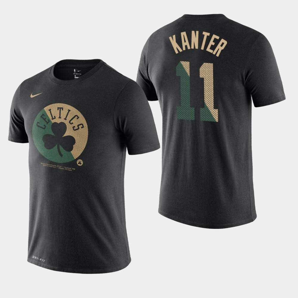 Men's Boston Celtics #11 Enes Kanter Black Essential Dry Team Logo T-Shirt EIN17E4K