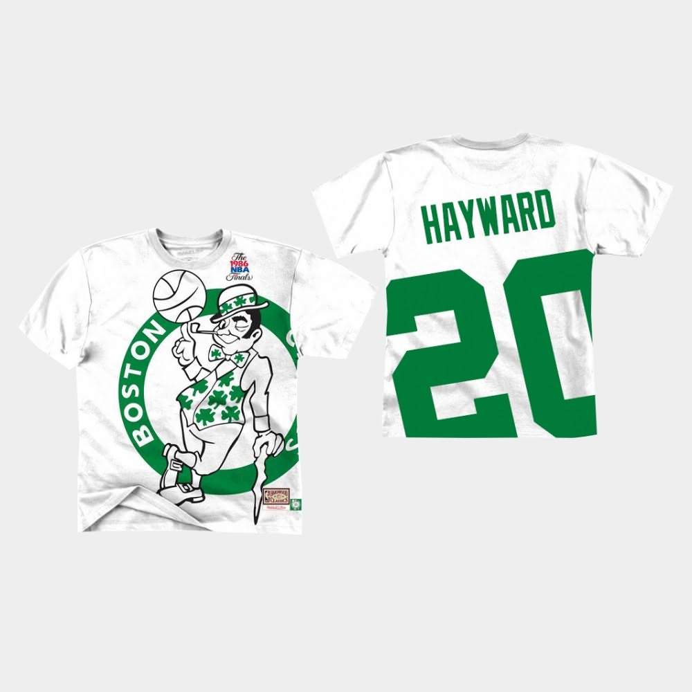 Men's Boston Celtics #20 Gordon Hayward White Mitchell & Ness Big Face T-Shirt BNI78E1N