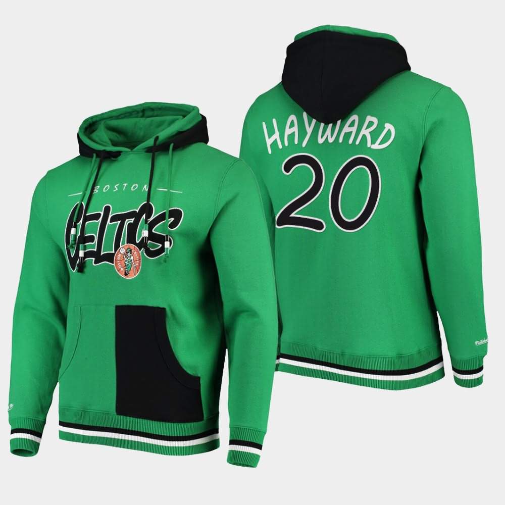 Men's Boston Celtics #20 Gordon Hayward Green Mitchell & Ness Pullover Double Hoodie WLU30E1F