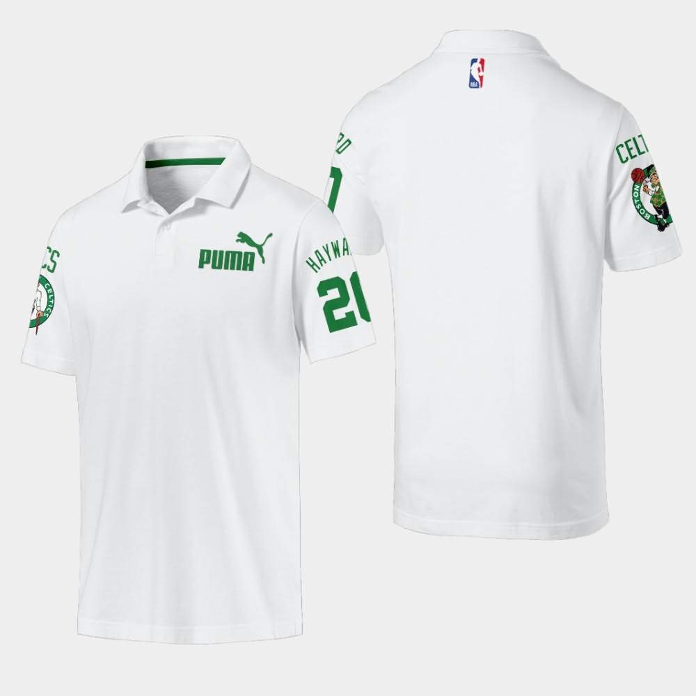 Men's Boston Celtics #20 Gordon Hayward White Essentials Polo BLC22E8Q