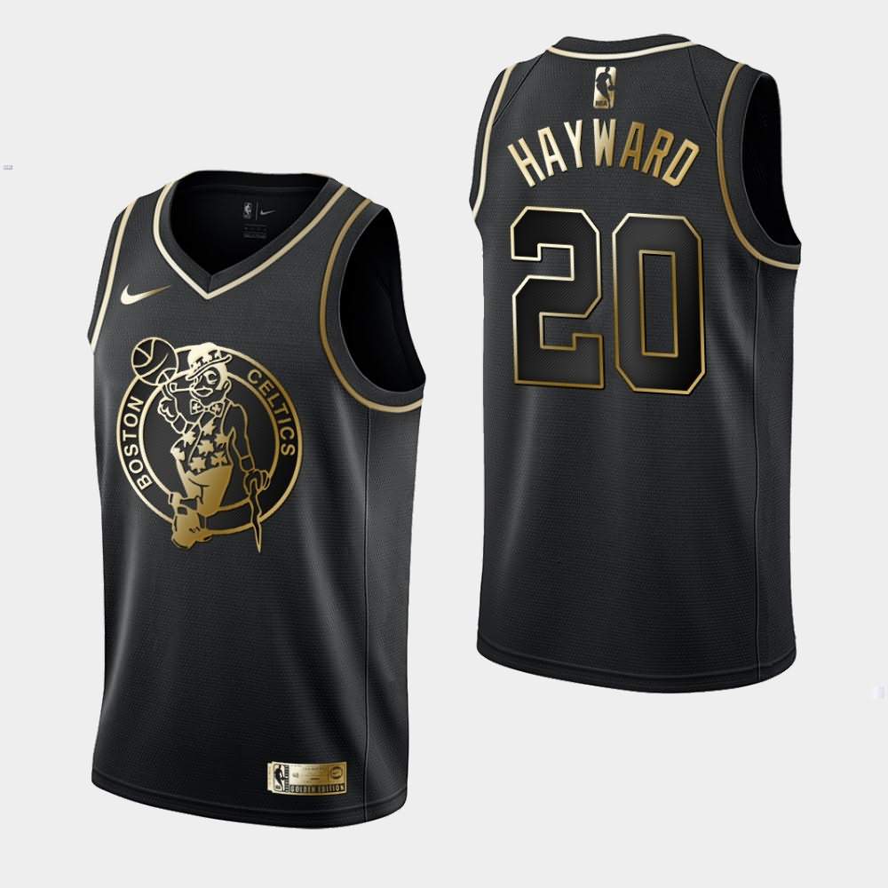 Men's Boston Celtics #20 Gordon Hayward Black Golden Edition Jersey IOK50E3U