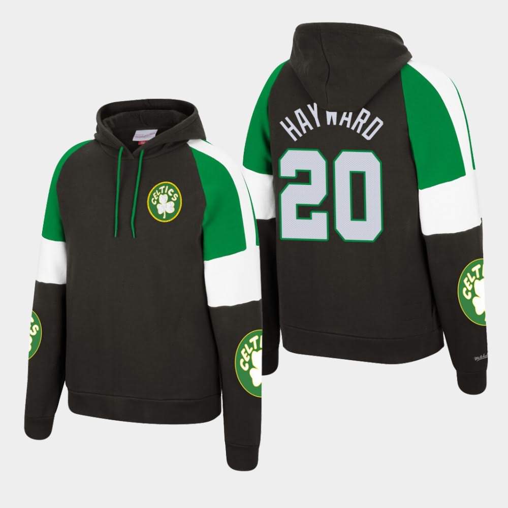 Men's Boston Celtics #20 Gordon Hayward Black Mitchell & Ness Pullover Instant Replay Hoodie JJK04E3U