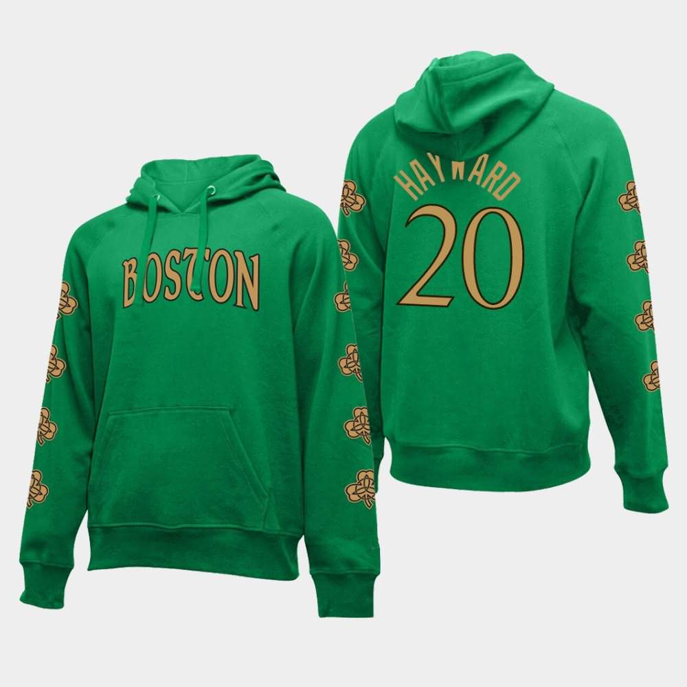 Men's Boston Celtics #20 Gordon Hayward Kelly Green Logo City Hoodie VBZ12E0I