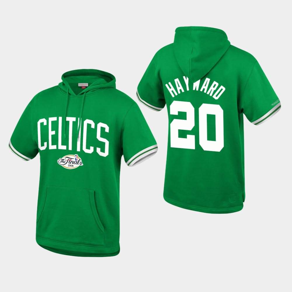 Men's Boston Celtics #20 Gordon Hayward Kelly Green Throwback French Terry Pullover Hardwood Classics Hoodie AKN68E5K