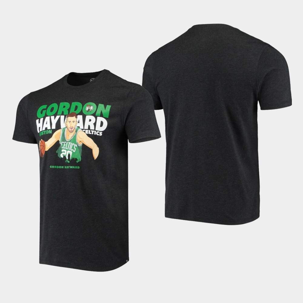 Men's Boston Celtics #20 Gordon Hayward Heathered Black Player Graphic T-Shirt KRJ61E7K