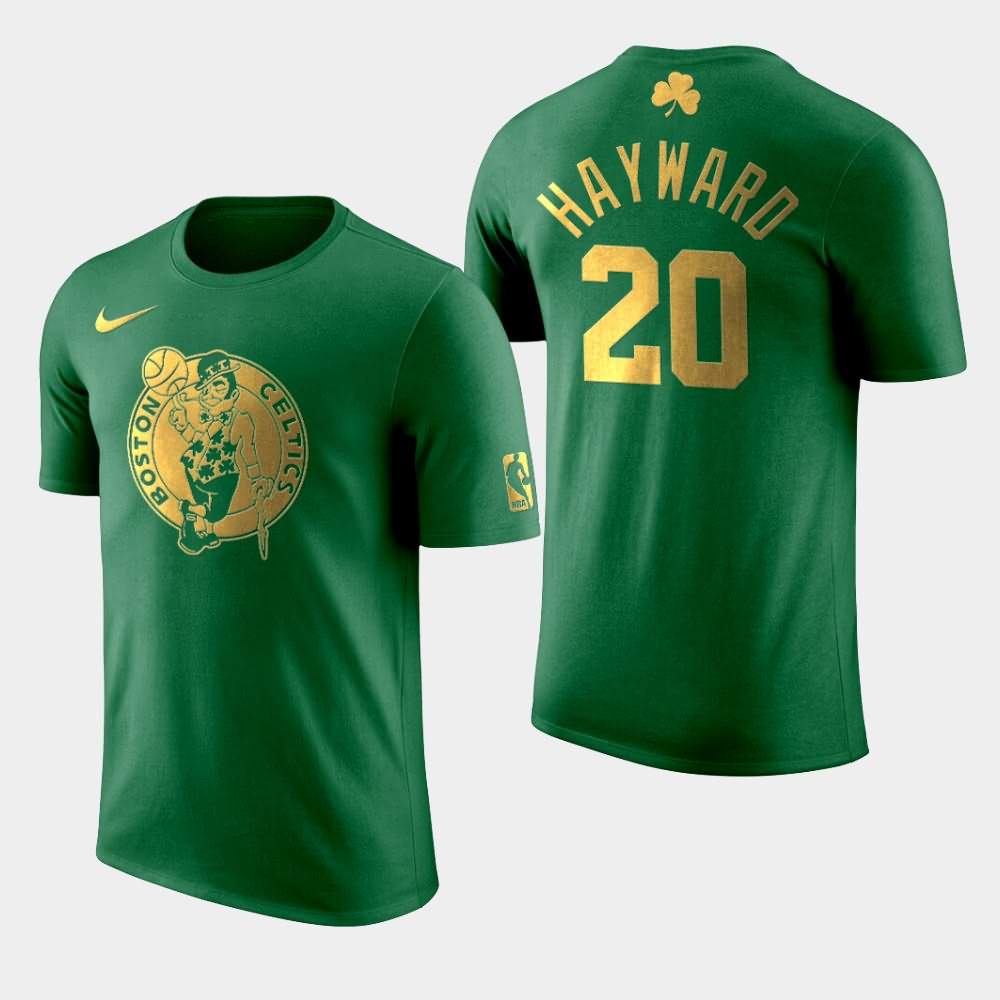 Men's Boston Celtics #20 Gordon Hayward Green Golden Edition St. Patrick's Day T-Shirt GEA73E5U