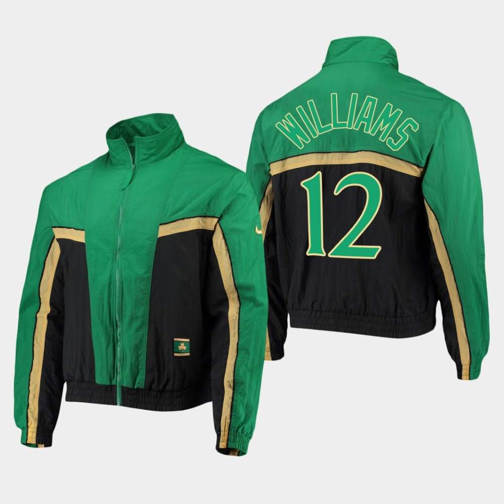 Men's Boston Celtics #12 Grant Williams Black Kelly Green 2.0 Courtside Full-Zip City Jacket VIZ13E0S