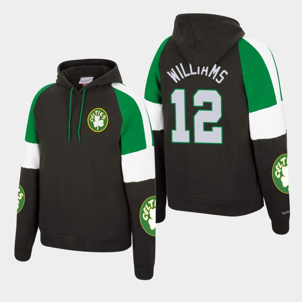 Men's Boston Celtics #12 Grant Williams Black Mitchell & Ness Pullover Instant Replay Hoodie WIO41E4K