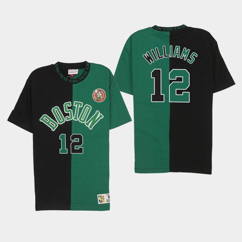 Men's Boston Celtics #12 Grant Williams Black Green Split Color T-Shirt QMS63E3W