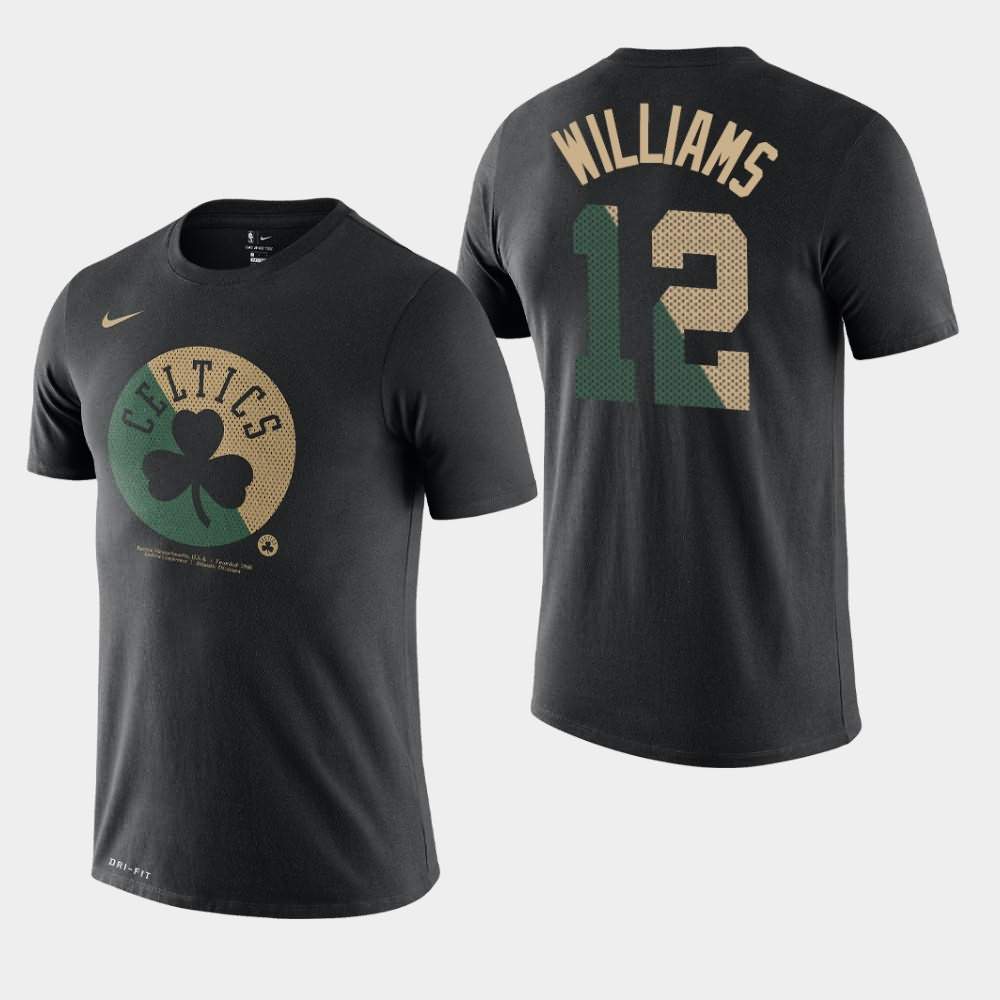 Men's Boston Celtics #12 Grant Williams Black Essential Dry Team Logo T-Shirt HEB78E7I