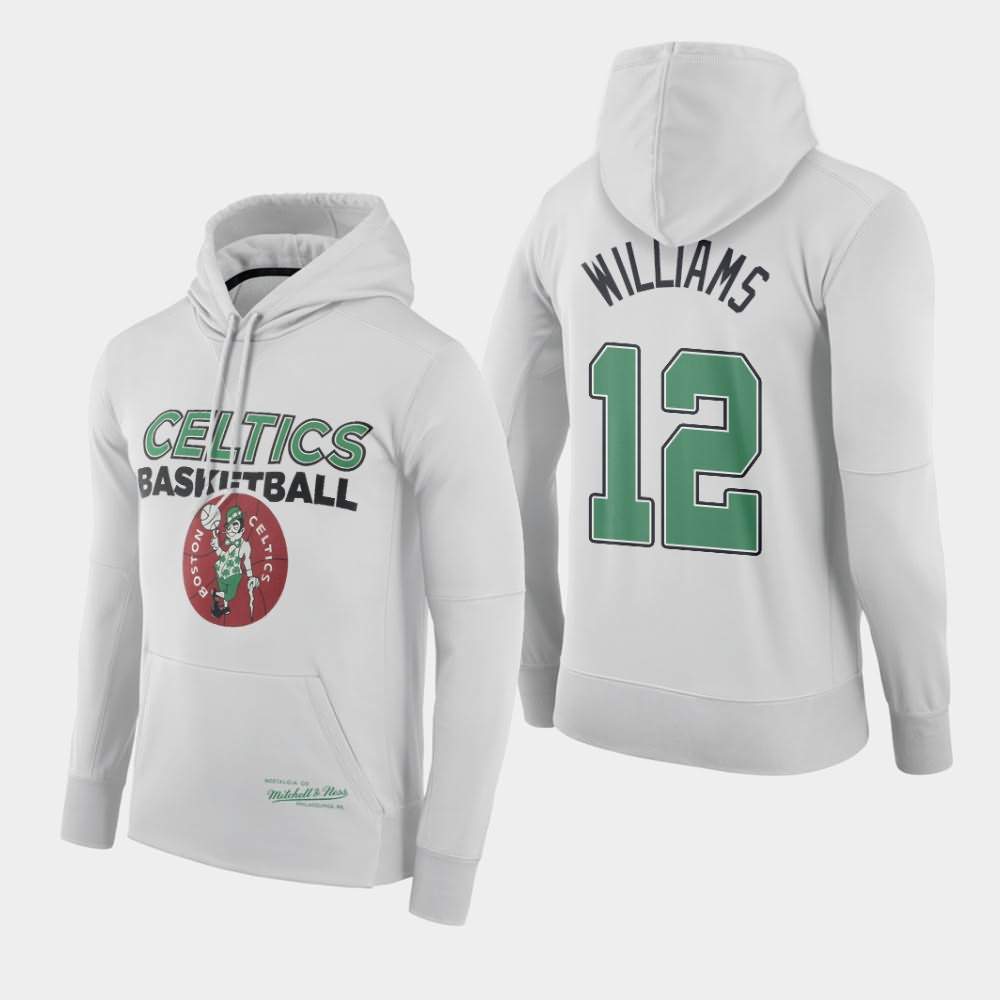 Men's Boston Celtics #12 Grant Williams White Throwback Logo Hoodie YME73E4L