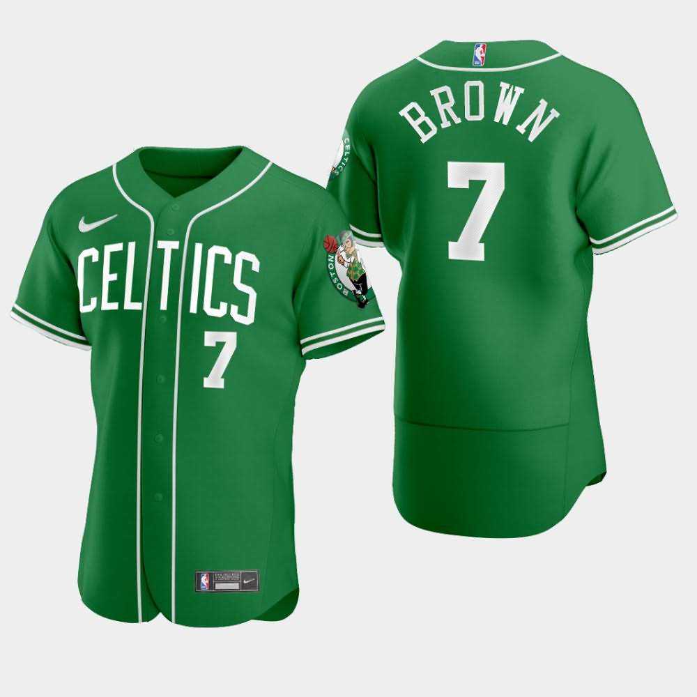 Men's Boston Celtics #7 Jaylen Brown Green 2020 MLB Crossover Jersey ZFP44E2Z