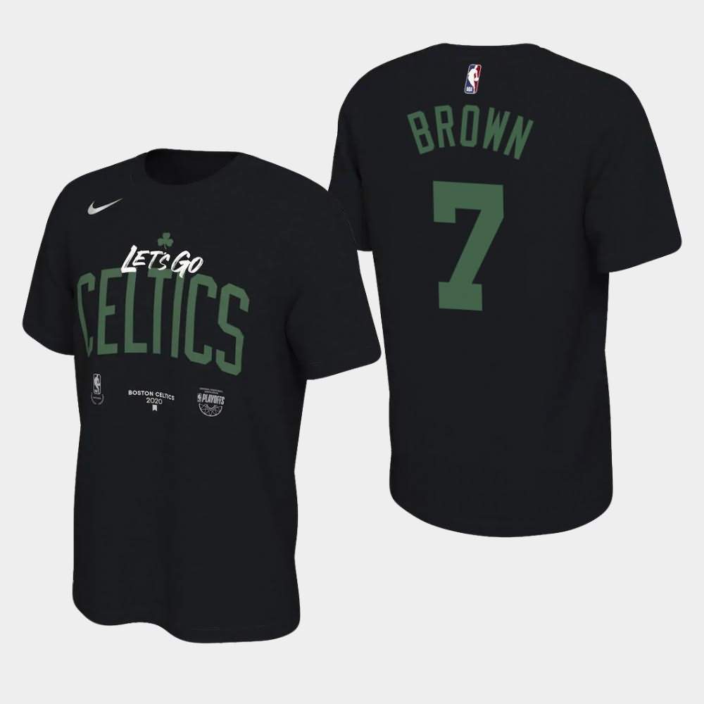 Men's Boston Celtics #7 Jaylen Brown Black Go Mantra 2020 NBA Playoffs Bound T-Shirt GNR72E0M