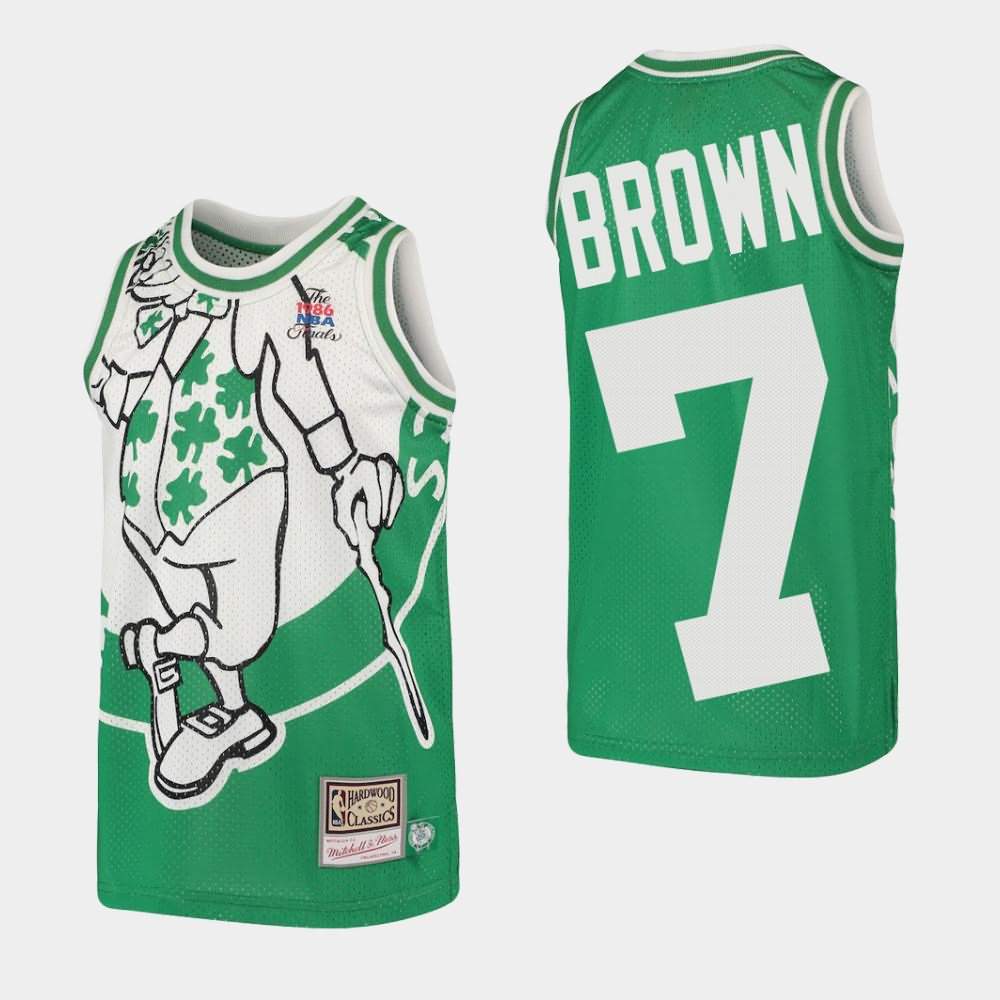 Youth Boston Celtics #7 Jaylen Brown Green Hardwood Classics Big Face Jersey IAJ26E6M