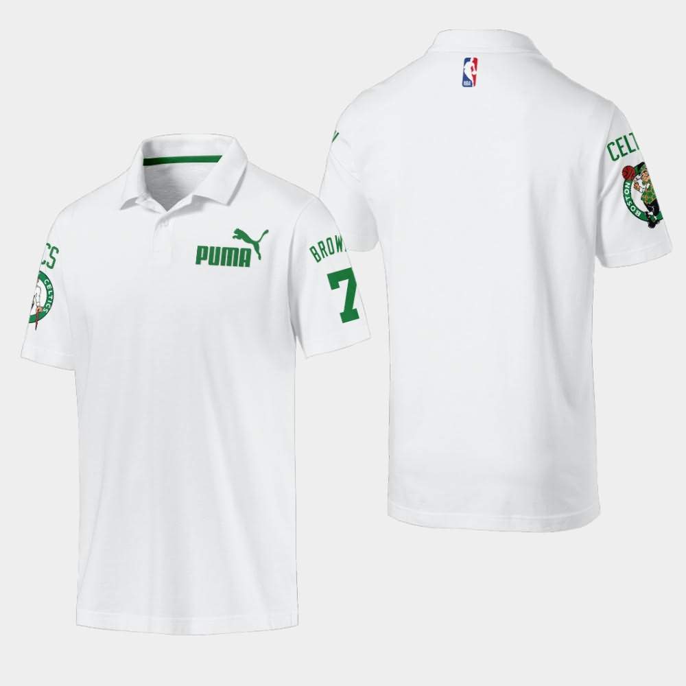 Men's Boston Celtics #7 Jaylen Brown White Essentials Polo DKN43E0N