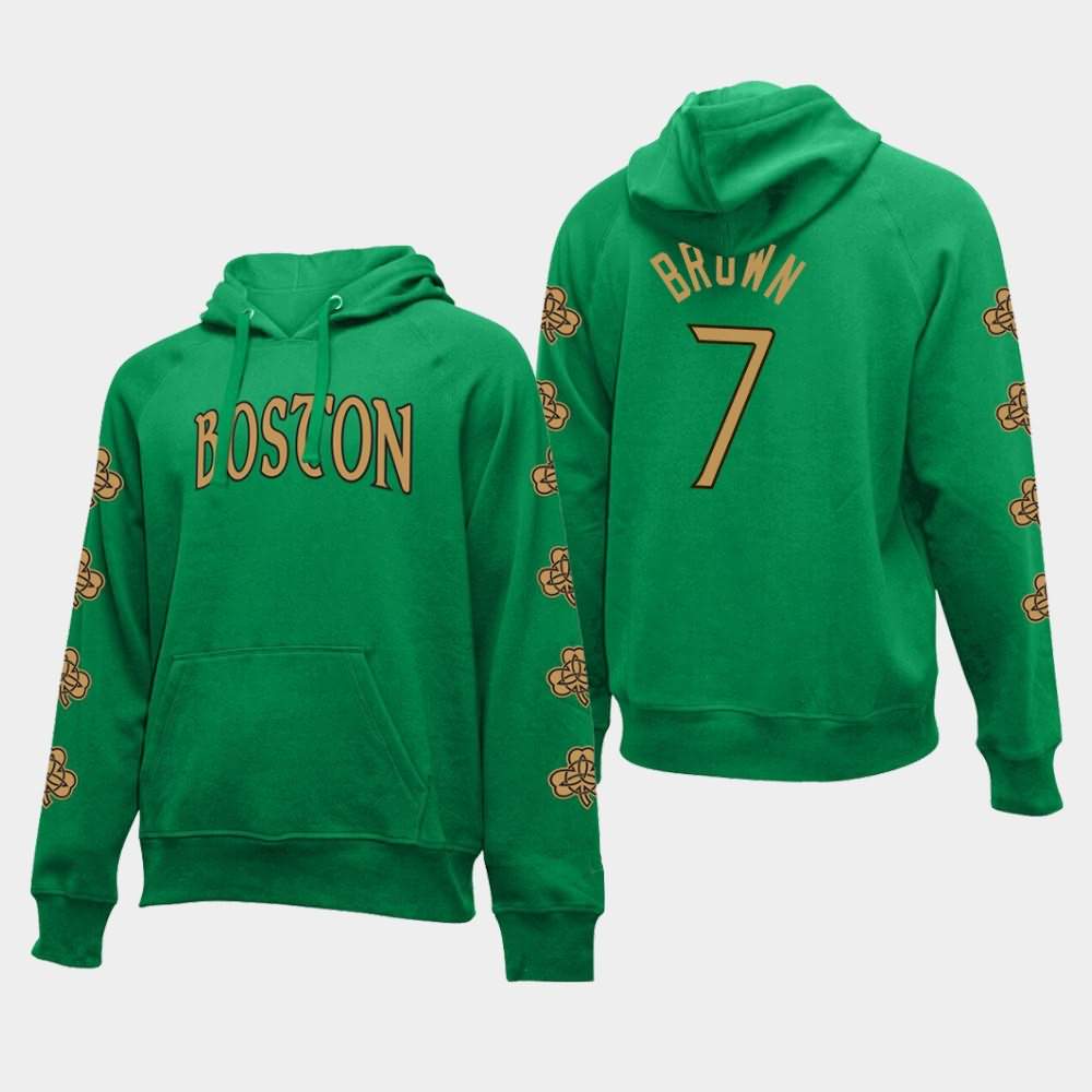 Men's Boston Celtics #7 Jaylen Brown Kelly Green Logo City Hoodie DFR27E7A