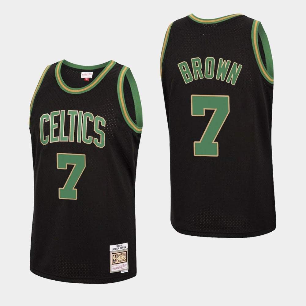 Men's Boston Celtics #7 Jaylen Brown Black Hardwood Classics Reload Jersey VSS83E3H