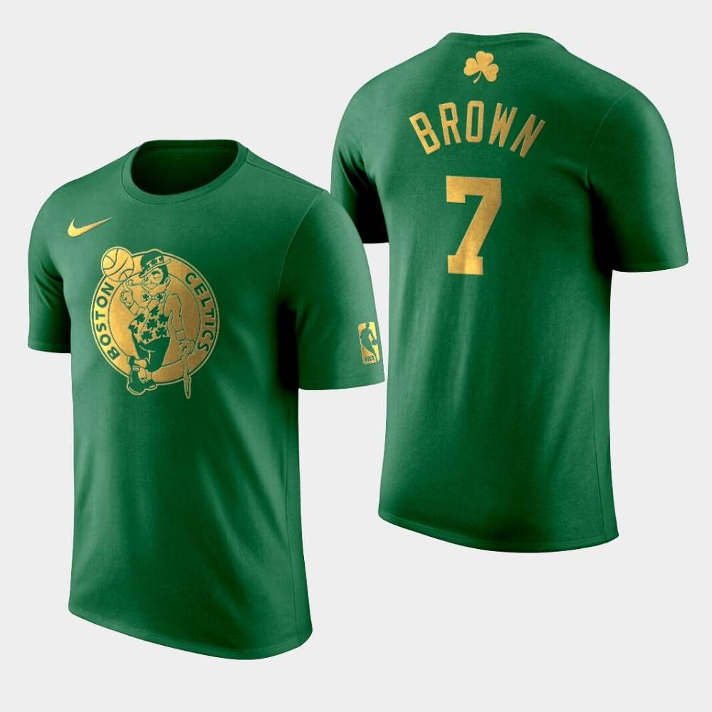 Men's Boston Celtics #7 Jaylen Brown Green Golden Edition St. Patrick's Day T-Shirt HMU54E6J