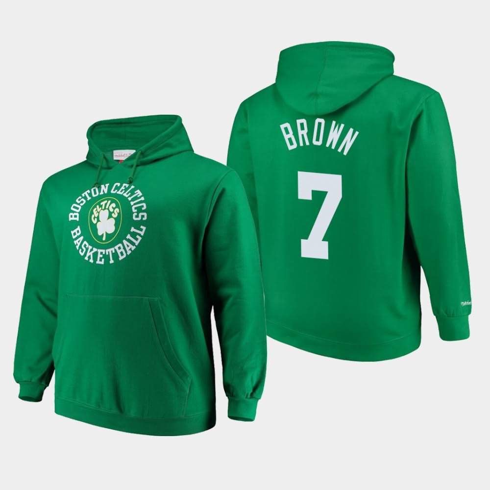 Men's Boston Celtics #7 Jaylen Brown Kelly Green Mitchell & Ness Pullover Throwback Logo Hoodie IIZ38E5C