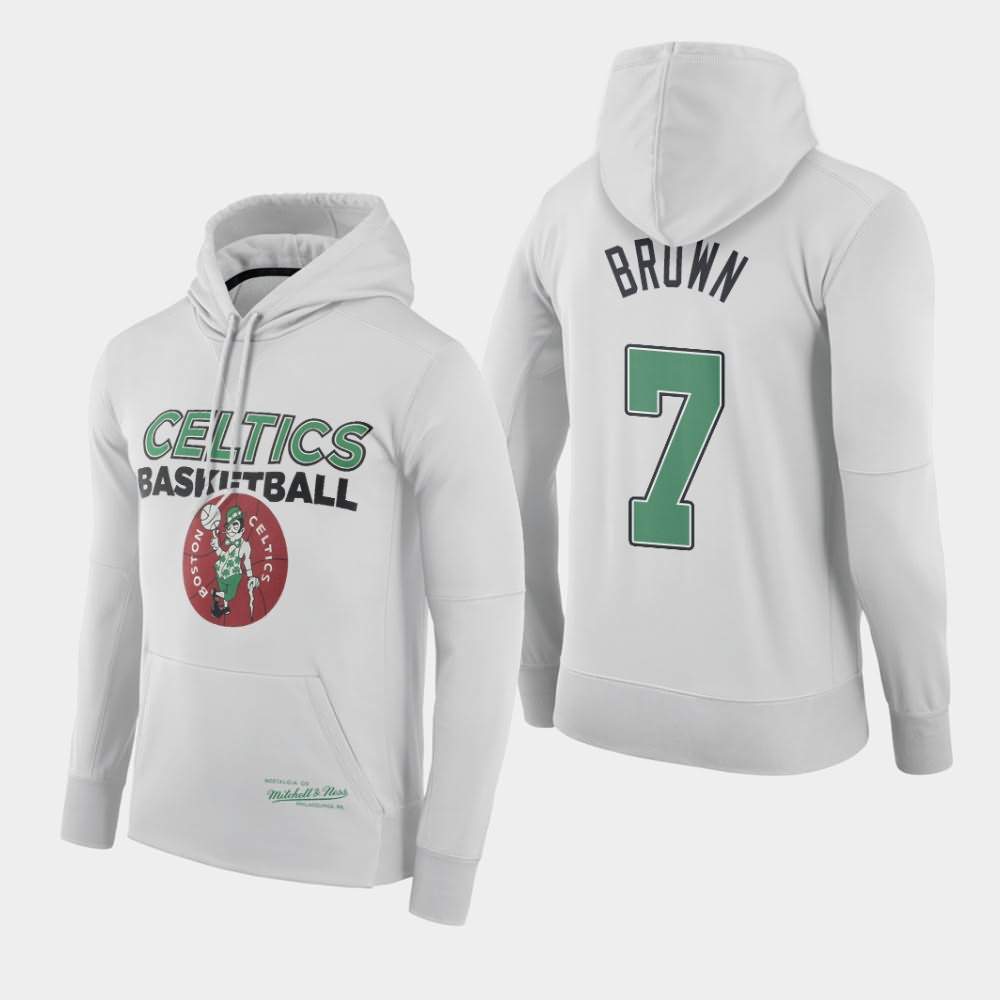 Men's Boston Celtics #7 Jaylen Brown White Throwback Logo Hoodie RWH60E0G