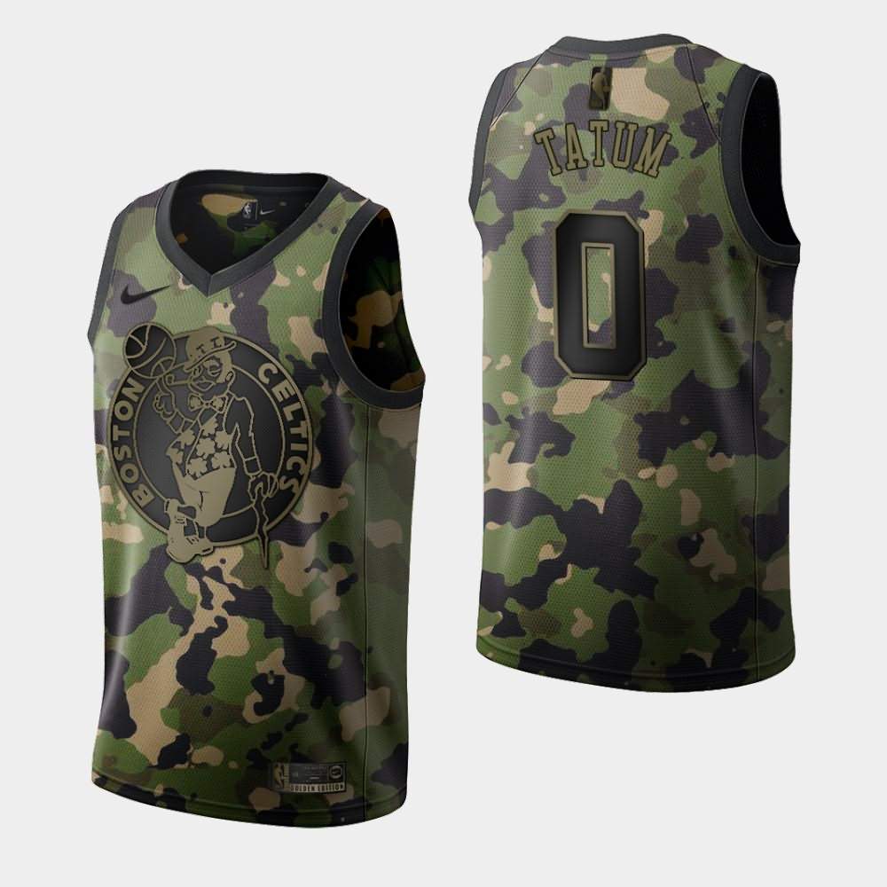 Men's Boston Celtics #0 Jayson Tatum Green Camouflage 2019 Memorial Day Jersey QUX63E5G