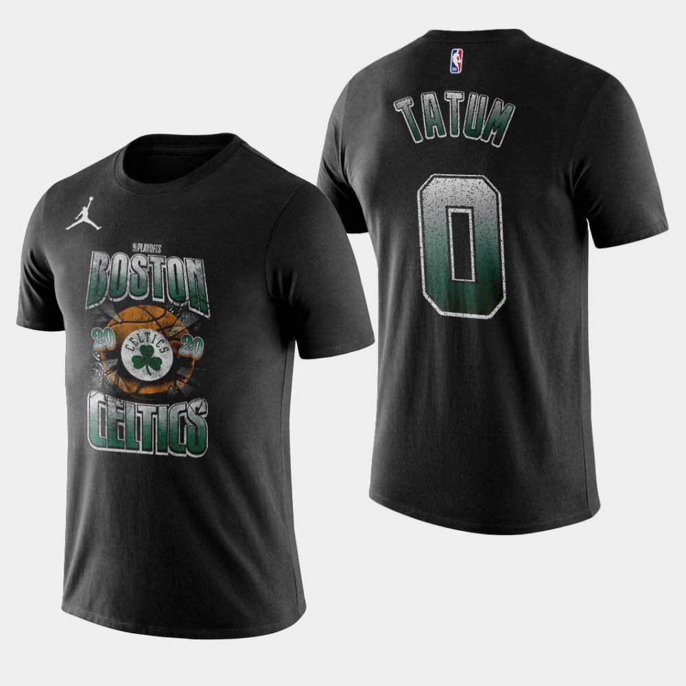 Men's Boston Celtics #0 Jayson Tatum Black Hype 2020 NBA Playoffs Bound T-Shirt KJU88E3C