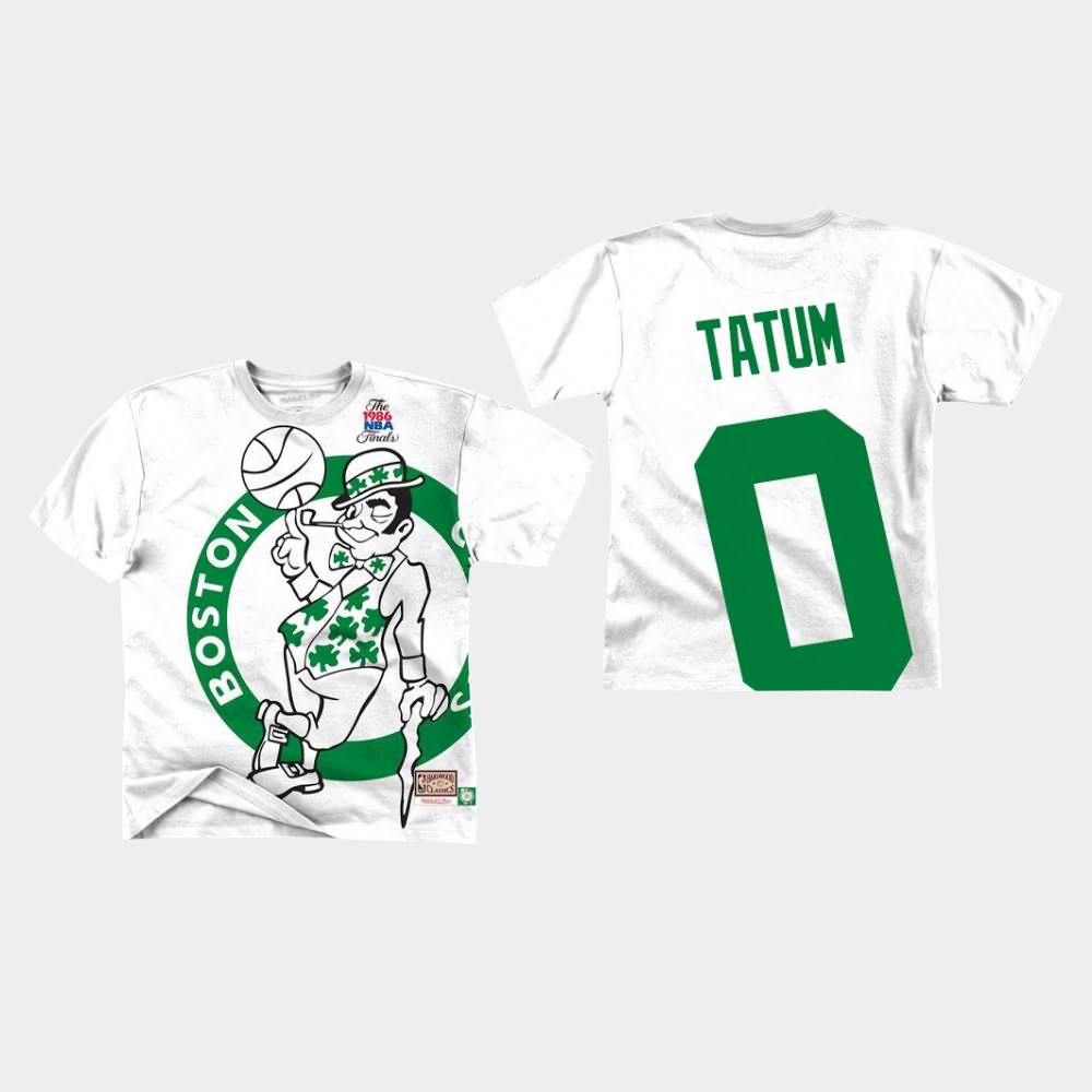 Men's Boston Celtics #0 Jayson Tatum White Mitchell & Ness Big Face T-Shirt LFB06E5F