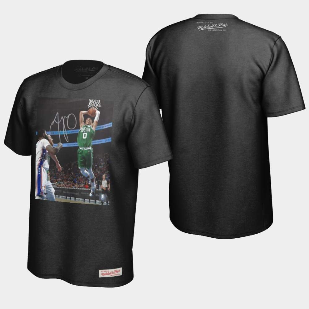 Men's Boston Celtics #0 Jayson Tatum Black Dunk Highlights Signed Player Graphic T-Shirt RKD75E2S