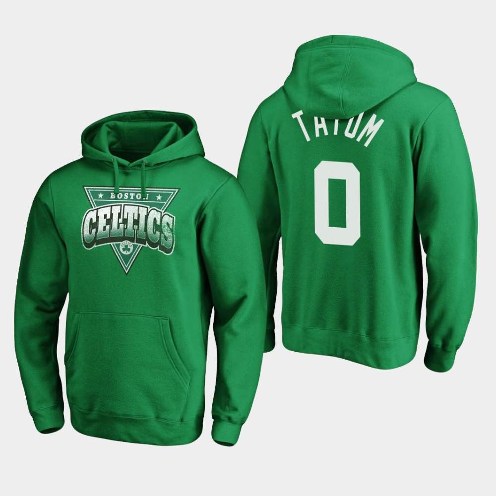 Men's Boston Celtics #0 Jayson Tatum Green Retro Triangle Graphic True Classics Hoodie JBH58E0Q