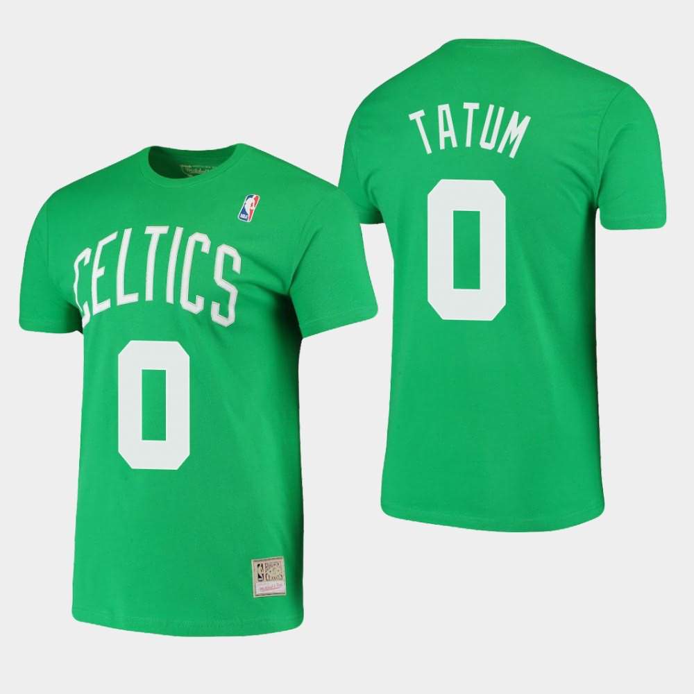 Men's Boston Celtics #0 Jayson Tatum Kelly Green Stitch Hardwood Classics T-Shirt JUF40E7Q