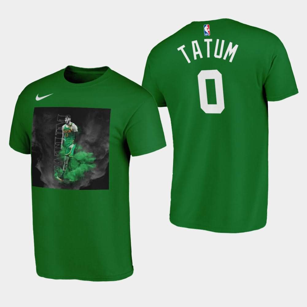 Men's Boston Celtics #0 Jayson Tatum Green History NBA Playoffs Record Player Graphic T-Shirt HJB81E7H