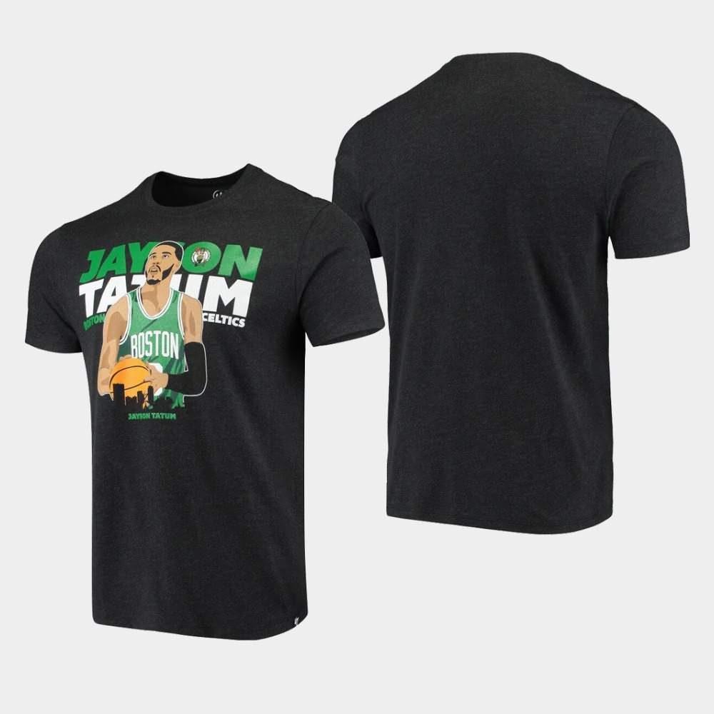 Men's Boston Celtics #0 Jayson Tatum Heathered Black Player Graphic T-Shirt MFF56E2N