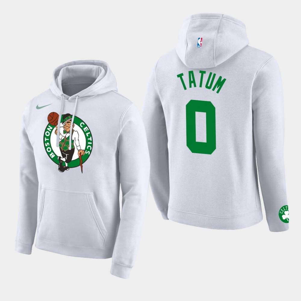 Men's Boston Celtics #0 Jayson Tatum White Team Logo Pullover Club Hoodie UHS07E7N