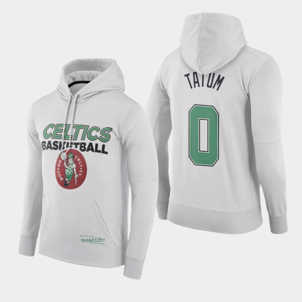 Men's Boston Celtics #0 Jayson Tatum White Throwback Logo Hoodie GGF20E3X