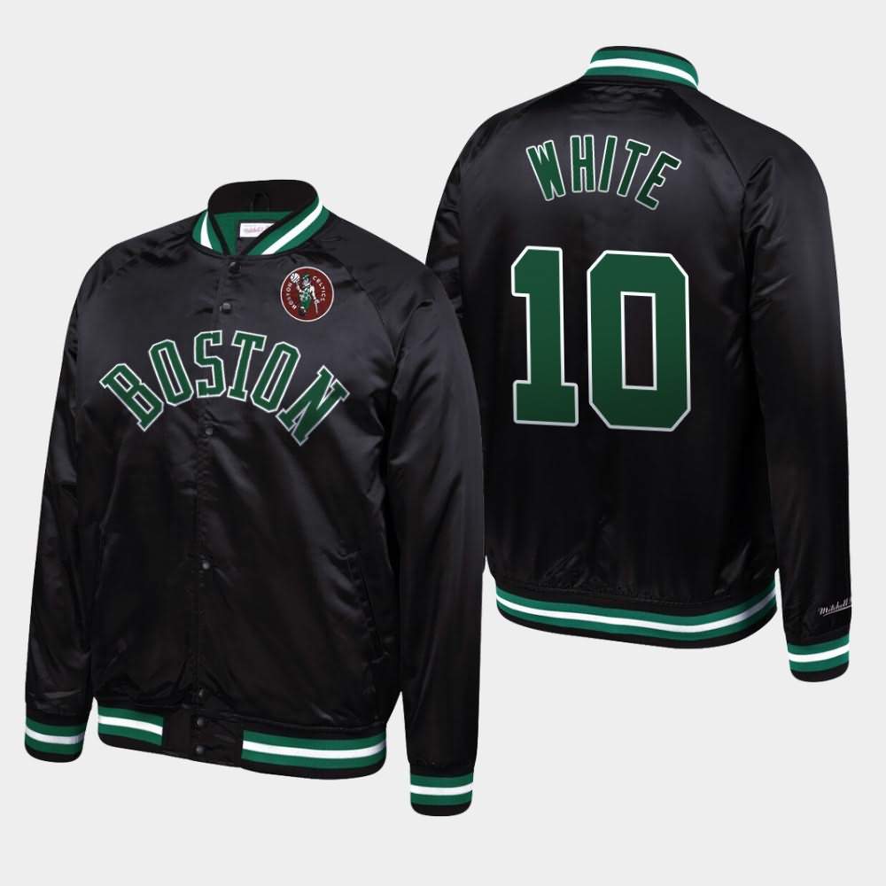 Men's Boston Celtics #10 Jo Jo White Black Mitchell & Ness Satin Raglan Full-Snap Hardwood Classics Jacket FMX38E4H
